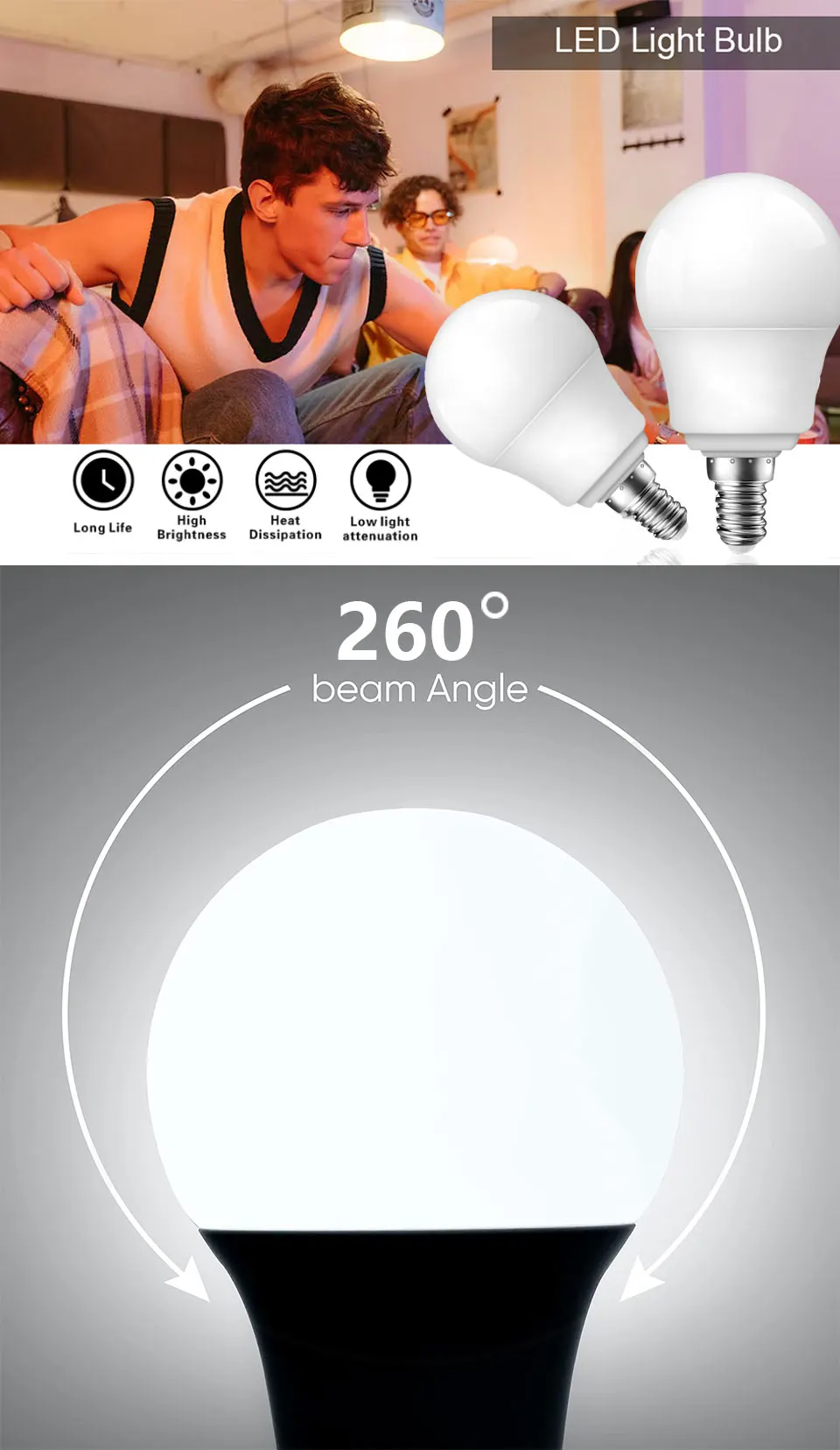 10PCS E27 E14 B22LED Bulb AC220V 3W 6W 9W 12W 15W 18W 20W 6500K/4000K/3000K LED Light Bulb Suitable for Living Room Home Indoor