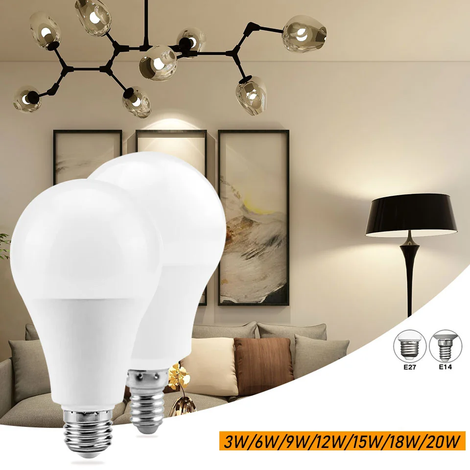 10PCS E27 E14 B22LED Bulb AC220V 3W 6W 9W 12W 15W 18W 20W 6500K/4000K/3000K LED Light Bulb Suitable for Living Room Home Indoor
