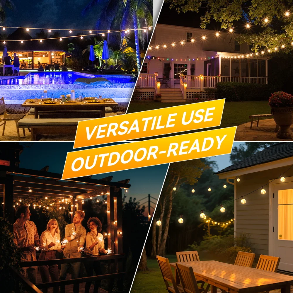 Outdoor Solar LED String Lights Remote Control Camping Tent Waterproof Fairy Lights Pergola Garden Solar String Light Decoration