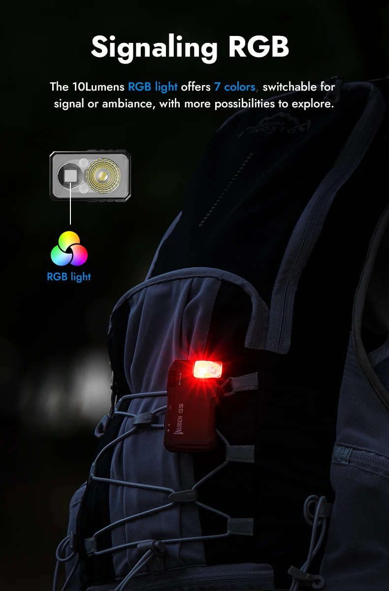WUBEN G5 EDC Flashlight 400Lumens RGB&White Type-C Rechargeable Pocket-Sized Brilliance Keychain Light Bulit-in Battery