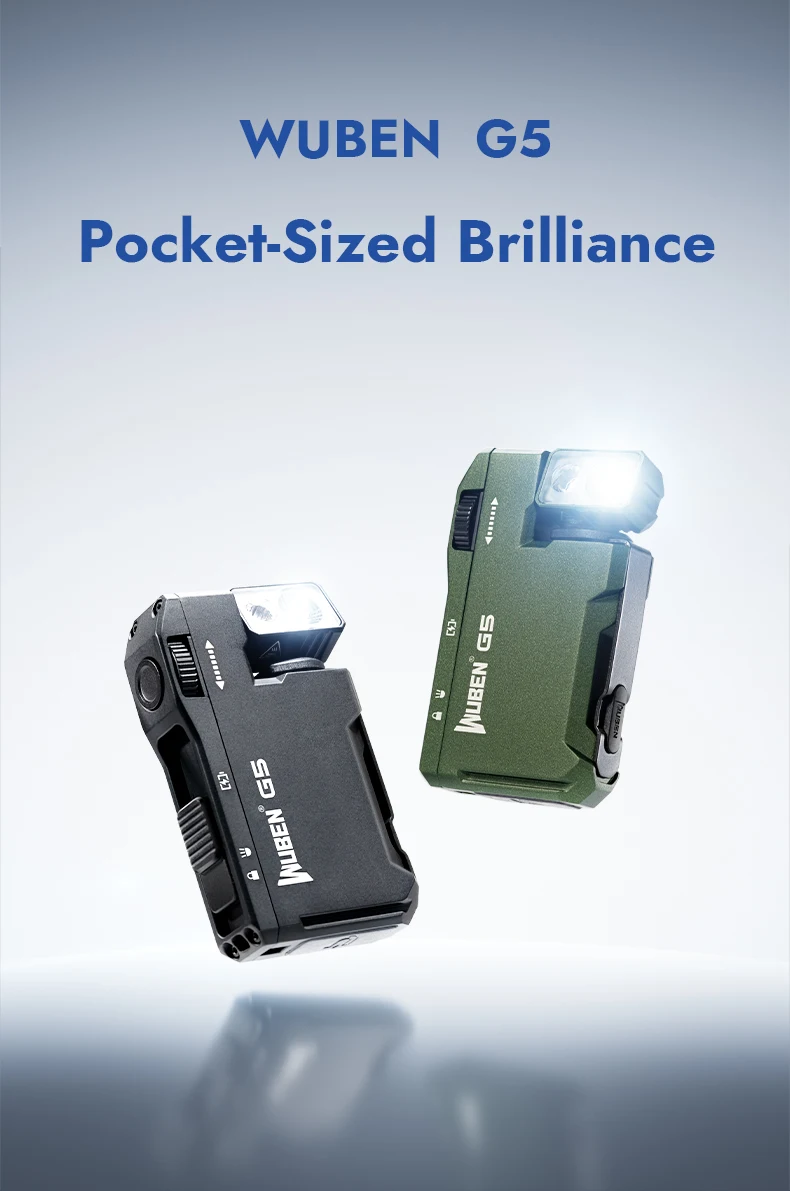 WUBEN G5 EDC Flashlight 400Lumens RGB&White Type-C Rechargeable Pocket-Sized Brilliance Keychain Light Bulit-in Battery