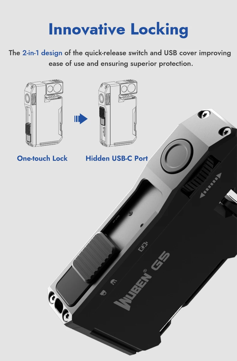 WUBEN G5 EDC Flashlight 400Lumens RGB&White Type-C Rechargeable Pocket-Sized Brilliance Keychain Light Bulit-in Battery