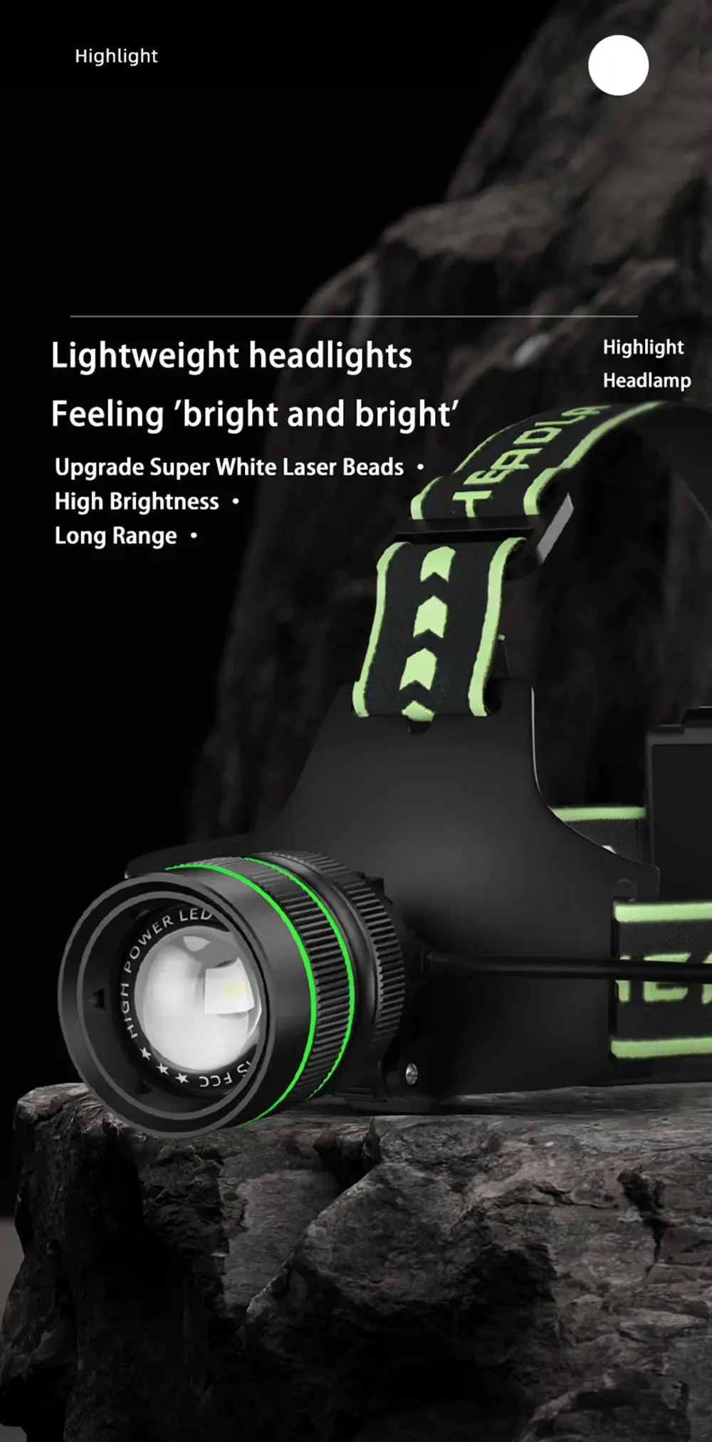 High Power Spotlight Long Range LED Headlamp Headlight Type-C USB Rechargeable Wave Hand Induction Head Flashlight For Camping