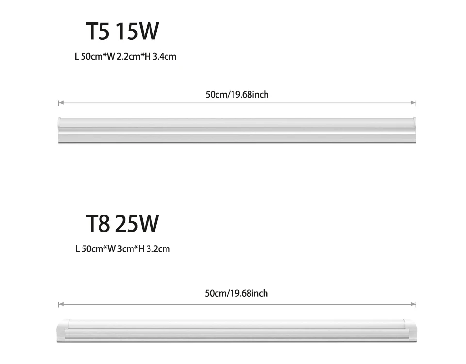 T5/T8 Led Tube Light 15W/25W Aluminium Bar Lamp 50CM 2835LEDs Ceiling Wall Lamps for Indoor Workbench Warehouse Garage Lighting