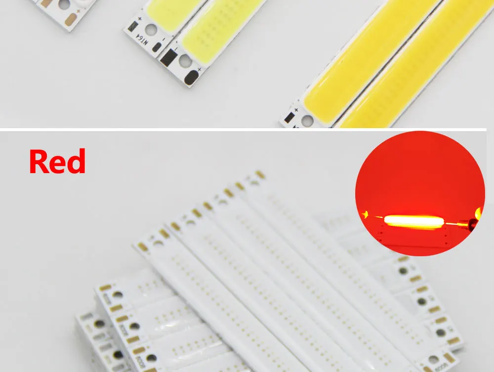 SUMBULBS Hot Sale 3V 3.7V DC 60mm 8mm LED Strip 1.5W 3W Warm Cold White Blue Red COB Light Source for DIY Bicycle Work Lamp
