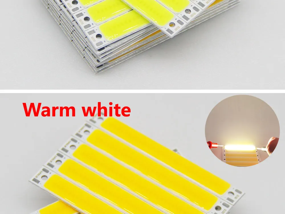 SUMBULBS Hot Sale 3V 3.7V DC 60mm 8mm LED Strip 1.5W 3W Warm Cold White Blue Red COB Light Source for DIY Bicycle Work Lamp