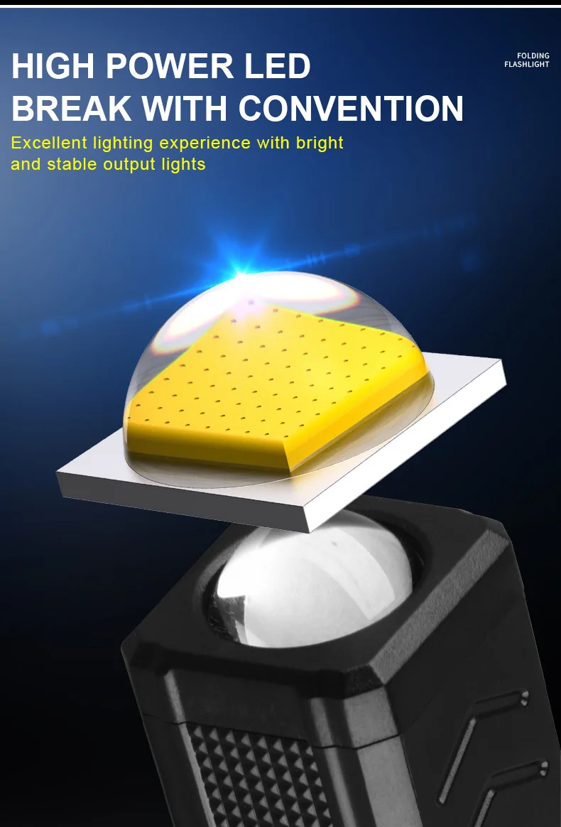 Powerful COB Flashlight Handheld Folding Lamp Camping Working Torch with Magnet Car Inspection Outdoor Red Warning Flash Lights