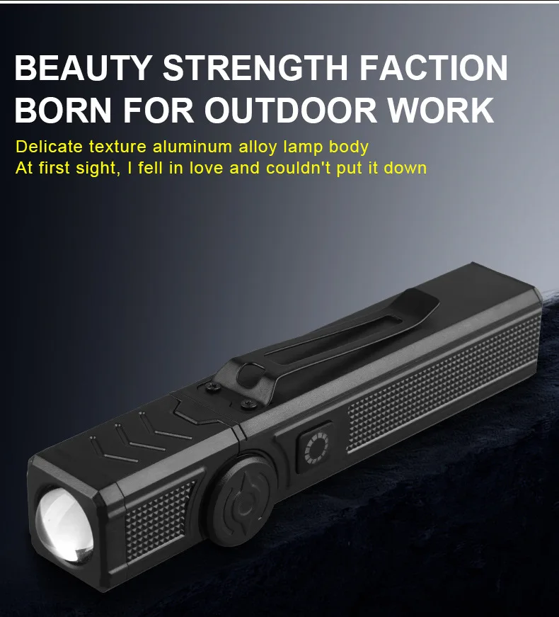 Powerful COB Flashlight Handheld Folding Lamp Camping Working Torch with Magnet Car Inspection Outdoor Red Warning Flash Lights