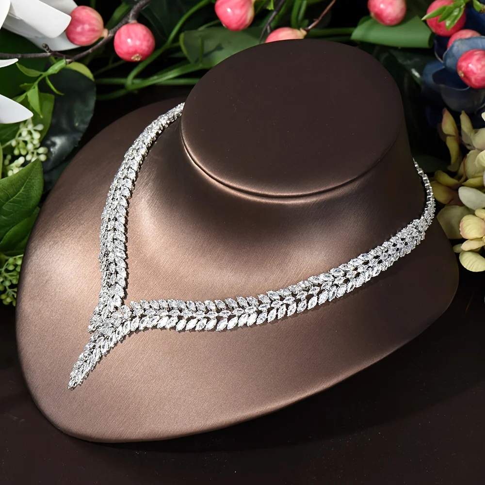 Unique Brilliant Cubic Zirconia Wedding Jewelry Set For Women Geometric African Luxury Bride 4 Piece Holiday Dress S-339
