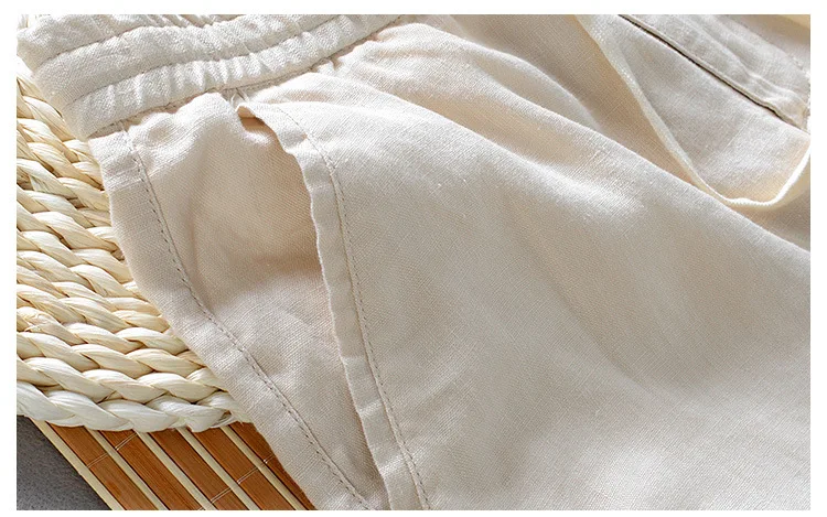 New Men's Linen Trousers Straight Tube Rope Solid Color Casual Linen Trousers Men Breathable