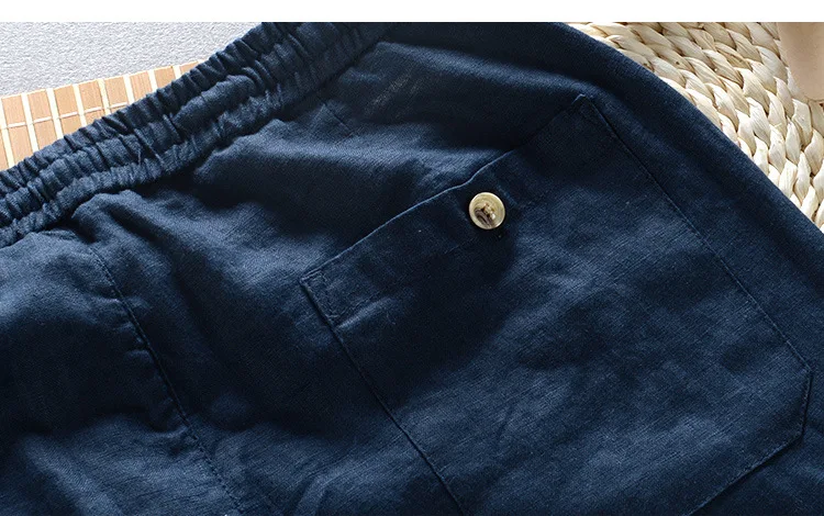 New Men's Linen Trousers Straight Tube Rope Solid Color Casual Linen Trousers Men Breathable