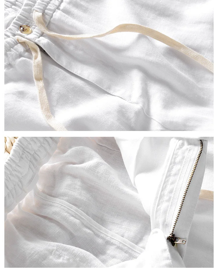 New Men's Linen Trousers Straight Tube Rope Solid Color Casual Linen Trousers Men Breathable