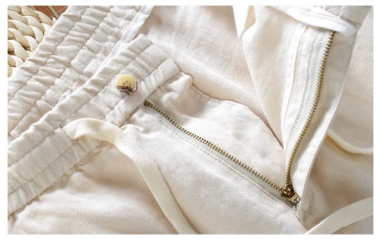 New Men's Linen Trousers Straight Tube Rope Solid Color Casual Linen Trousers Men Breathable