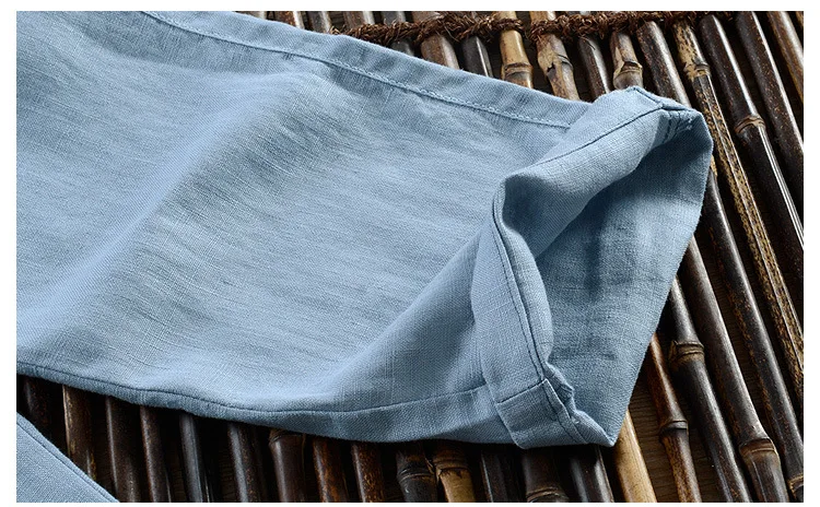 New Men's Linen Trousers Straight Tube Rope Solid Color Casual Linen Trousers Men Breathable