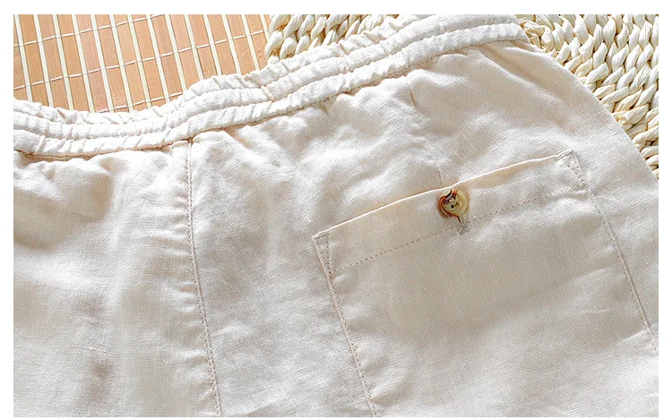 New Men's Linen Trousers Straight Tube Rope Solid Color Casual Linen Trousers Men Breathable