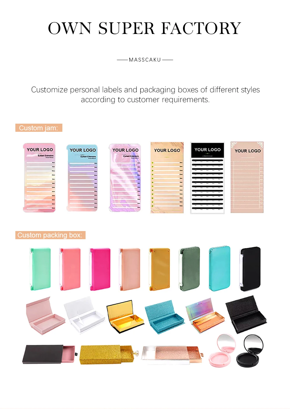 Wholesale MASSCAKU 10cases/lot 0.07mm Thickness Waterproof W Design Eyelashes Wispy Handmade Premade Volume Fans Eyelash Bundles