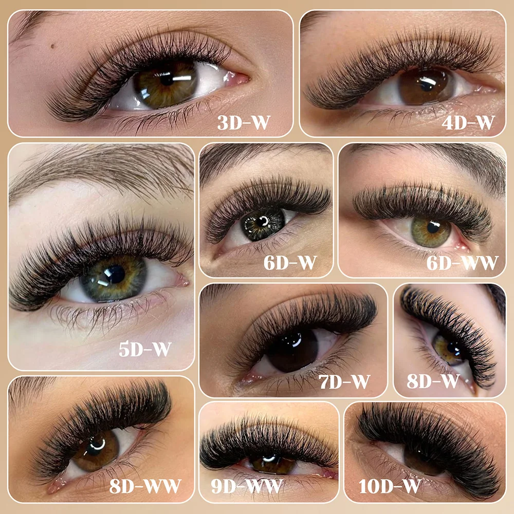 Wholesale MASSCAKU 10cases/lot 0.07mm Thickness Waterproof W Design Eyelashes Wispy Handmade Premade Volume Fans Eyelash Bundles