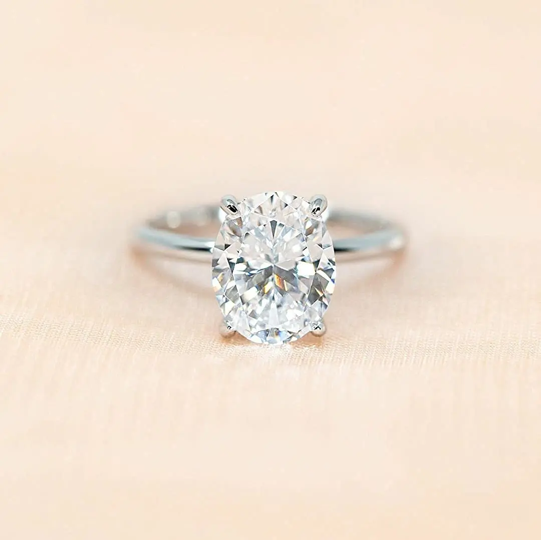 Trumium 3CT 925 Sterling Silver Engagement Rings Oval Cut Solitaire Cubic Zirconia Wedding Promise Rings for Women Fine Jewelry