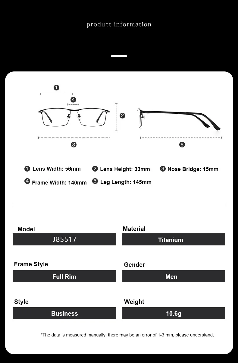 Business Ultralight Titanium Alloy IP Electroplated Full Rim Men's Optical Glasses Frame For Myopia Reading Prescription Eyewear