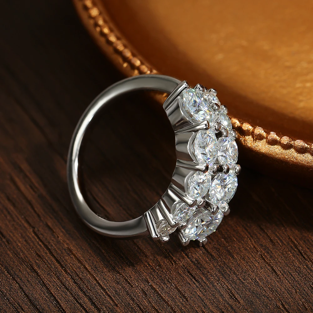 KNOBSPIN D VVS Moissanite Rings for Women Sparkling Diamond Engagement Wedding Band with GRA 925 Sterling Sliver Plated 18k Ring