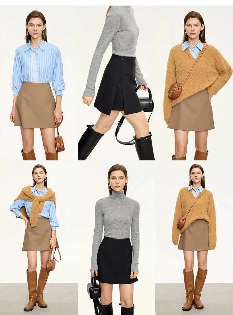AMII Minimalist Casual Shorts Skirts Women High Waist 2026 Autumn New Fashion Commuter Straight A-Line Skirt 12343035
