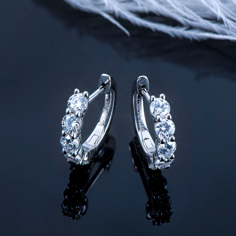 IOGOU 3.5mm D Color Moissanite Hoops Earring 100% Real 925 Silver Rose Gold Plated Huggie Earring For Women Girl Fine Jewelry