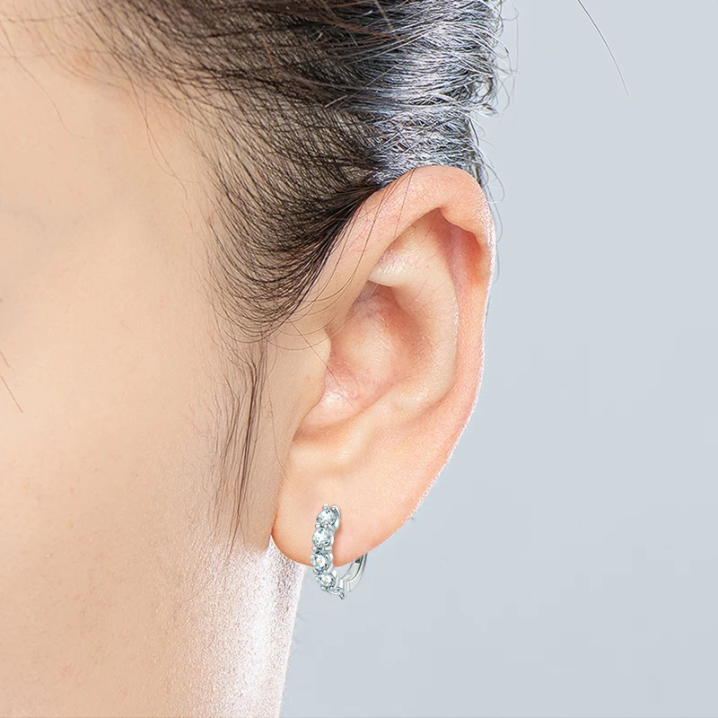 IOGOU 3.5mm D Color Moissanite Hoops Earring 100% Real 925 Silver Rose Gold Plated Huggie Earring For Women Girl Fine Jewelry