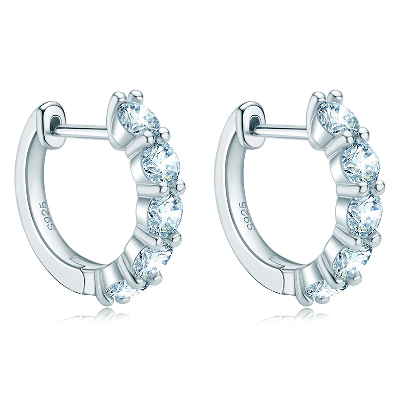 IOGOU 3.5mm D Color Moissanite Hoops Earring 100% Real 925 Silver Rose Gold Plated Huggie Earring For Women Girl Fine Jewelry