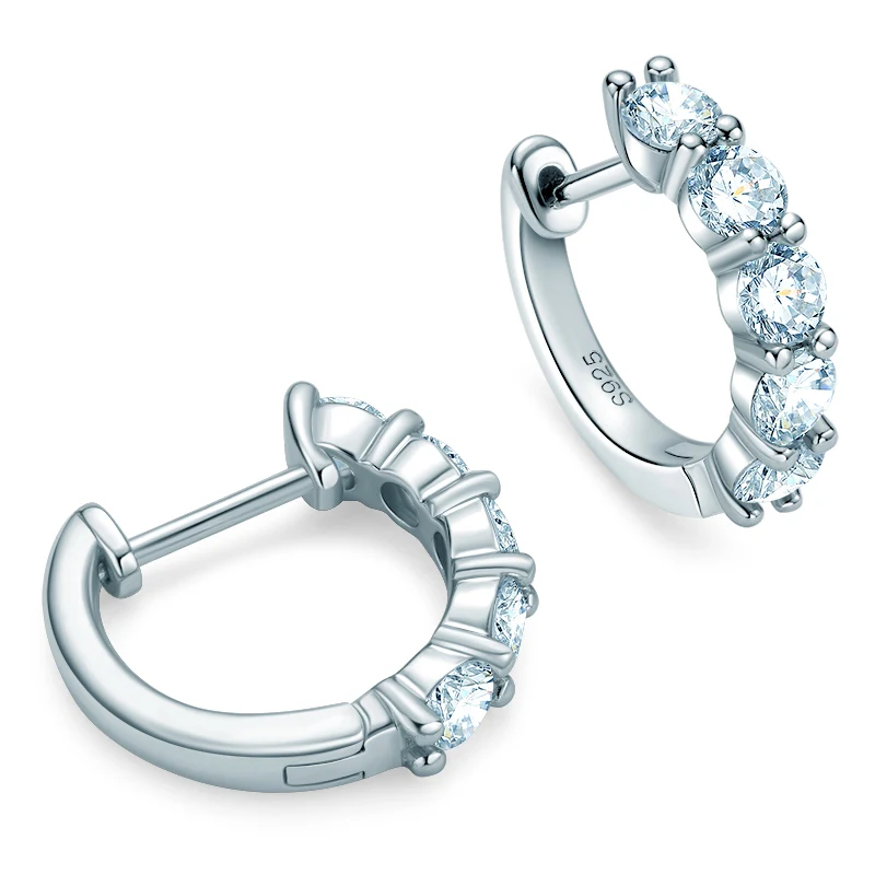 IOGOU 3.5mm D Color Moissanite Hoops Earring 100% Real 925 Silver Rose Gold Plated Huggie Earring For Women Girl Fine Jewelry
