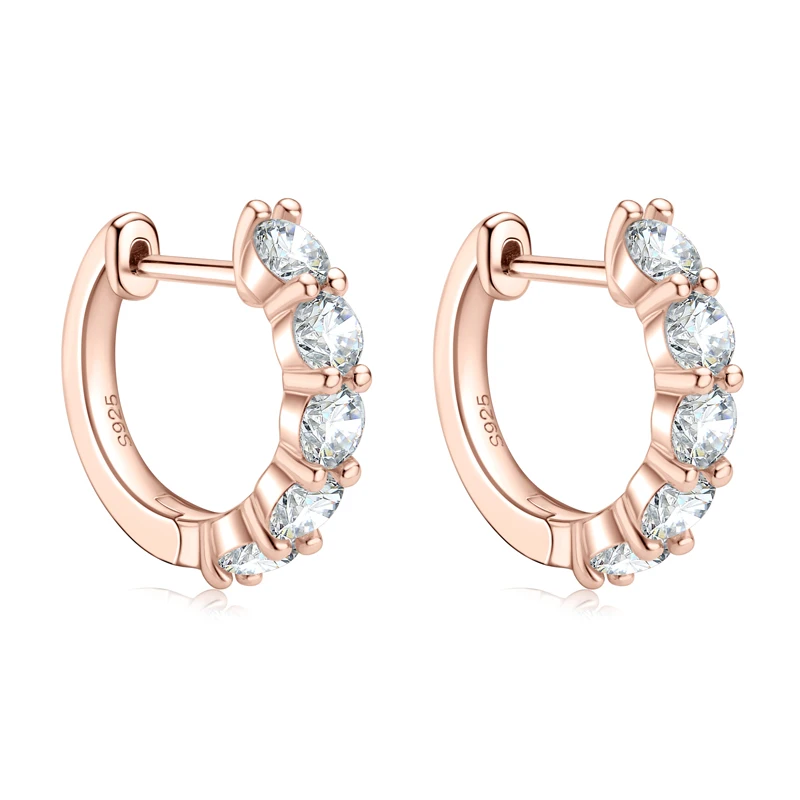 IOGOU 3.5mm D Color Moissanite Hoops Earring 100% Real 925 Silver Rose Gold Plated Huggie Earring For Women Girl Fine Jewelry