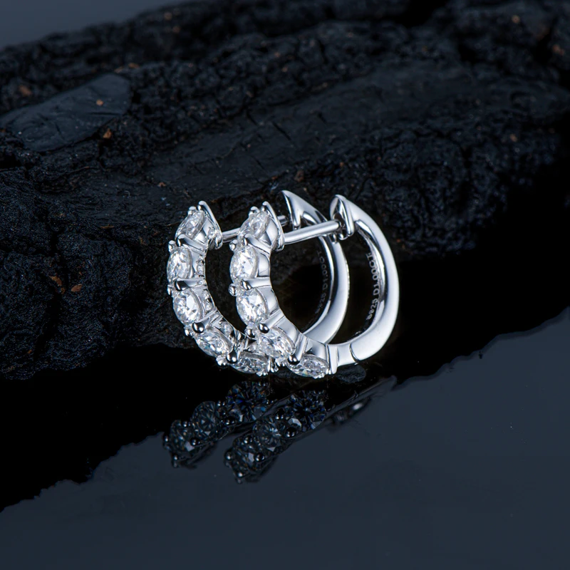 IOGOU 3.5mm D Color Moissanite Hoops Earring 100% Real 925 Silver Rose Gold Plated Huggie Earring For Women Girl Fine Jewelry