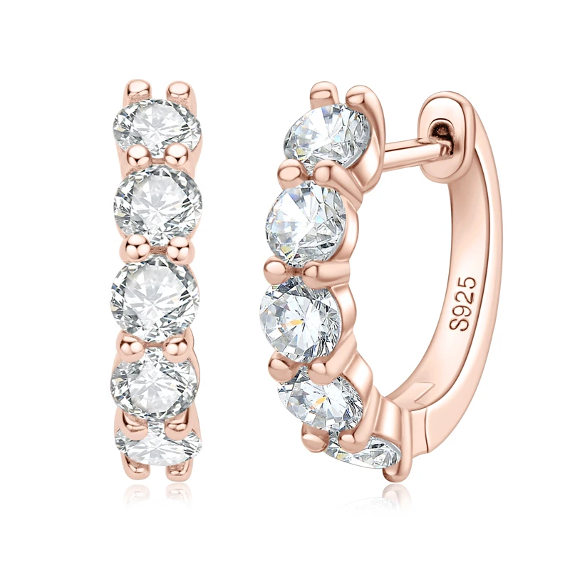 IOGOU 3.5mm D Color Moissanite Hoops Earring 100% Real 925 Silver Rose Gold Plated Huggie Earring For Women Girl Fine Jewelry