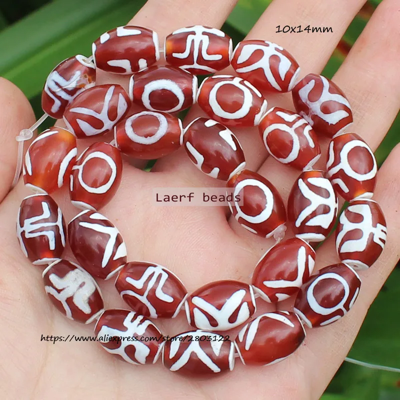 Natural Agate ,10x14mm Green Ancient Tibet Dzi beads 8pcs , For DIY Jewelry making !