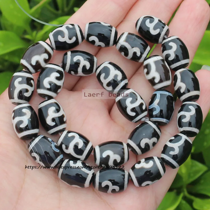 Natural Agate ,10x14mm Green Ancient Tibet Dzi beads 8pcs , For DIY Jewelry making !