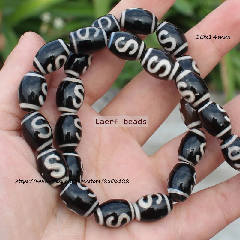 Natural Agate ,10x14mm Green Ancient Tibet Dzi beads 8pcs , For DIY Jewelry making !
