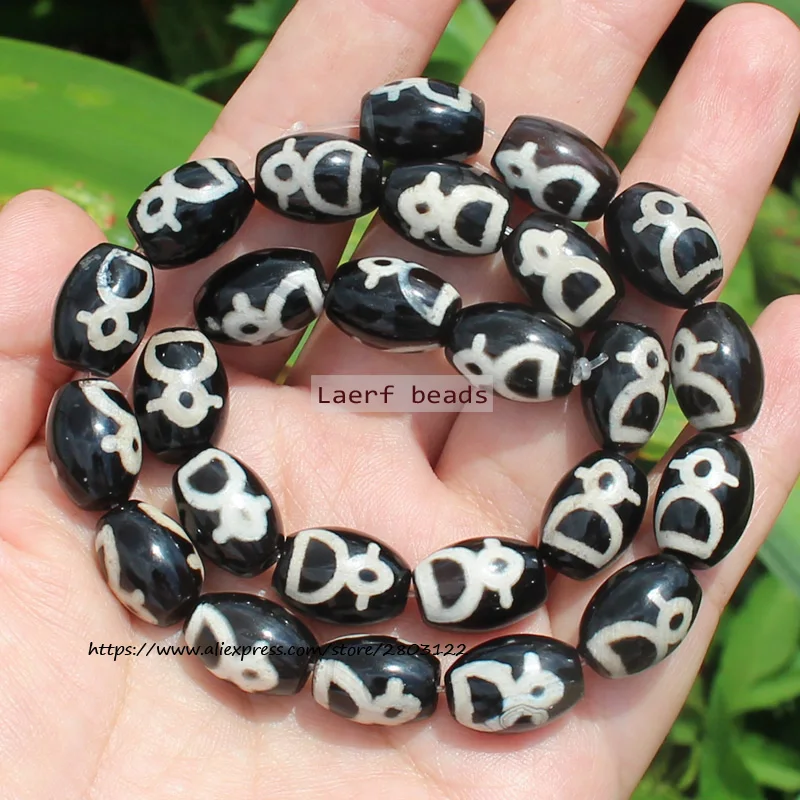 Natural Agate ,10x14mm Green Ancient Tibet Dzi beads 8pcs , For DIY Jewelry making !
