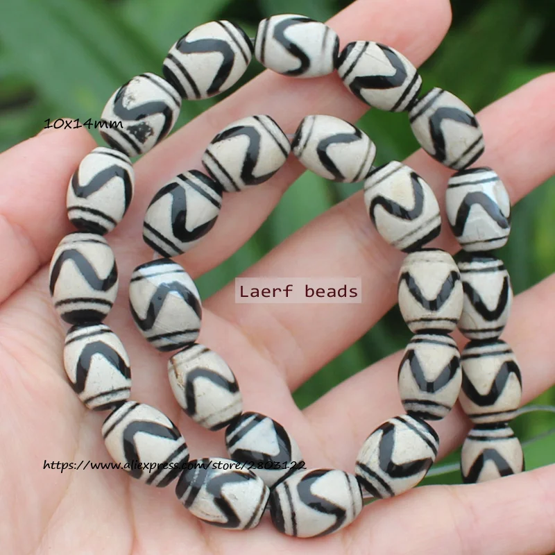Natural Agate ,10x14mm Green Ancient Tibet Dzi beads 8pcs , For DIY Jewelry making !