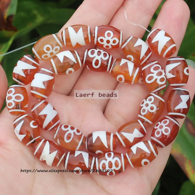 Natural Agate ,10x14mm Green Ancient Tibet Dzi beads 8pcs , For DIY Jewelry making !