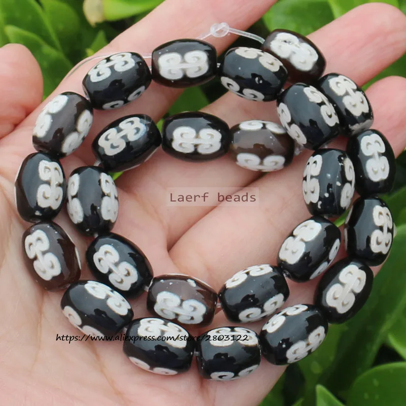 Natural Agate ,10x14mm Green Ancient Tibet Dzi beads 8pcs , For DIY Jewelry making !