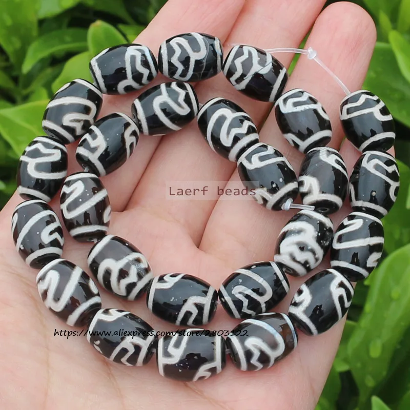 Natural Agate ,10x14mm Green Ancient Tibet Dzi beads 8pcs , For DIY Jewelry making !