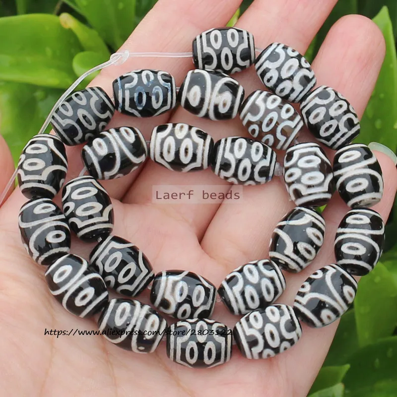Natural Agate ,10x14mm Green Ancient Tibet Dzi beads 8pcs , For DIY Jewelry making !