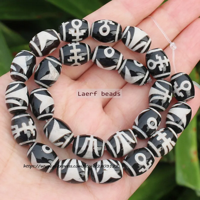 Natural Agate ,10x14mm Green Ancient Tibet Dzi beads 8pcs , For DIY Jewelry making !