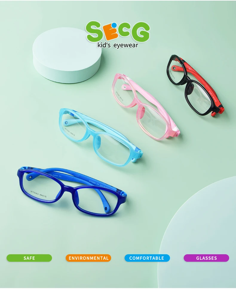 SECG Children Myopia Glasses Frame Boys And Girls Farsightedness Amblyopia Strabismus Primary School Children Silicone Glasses