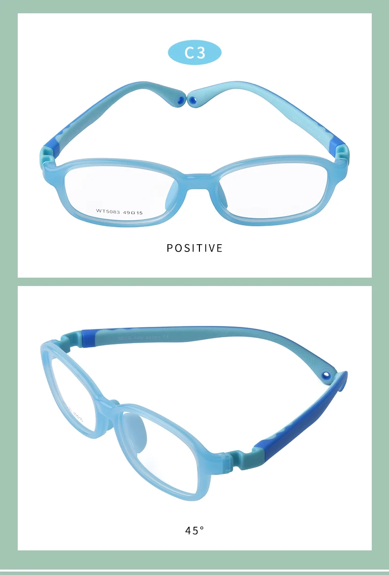 SECG Children Myopia Glasses Frame Boys And Girls Farsightedness Amblyopia Strabismus Primary School Children Silicone Glasses