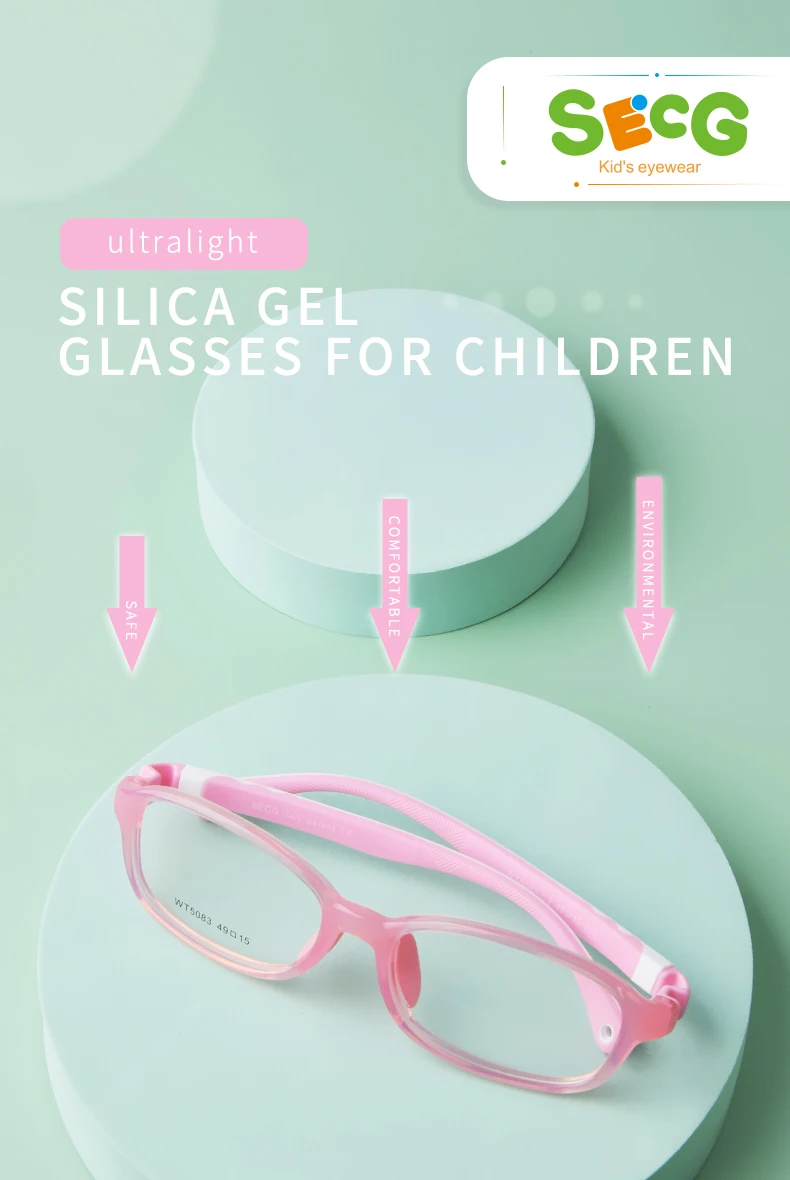 SECG Children Myopia Glasses Frame Boys And Girls Farsightedness Amblyopia Strabismus Primary School Children Silicone Glasses