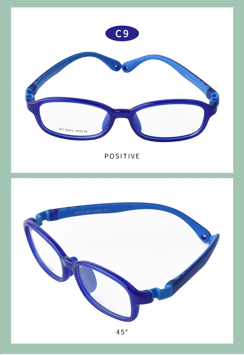 SECG Children Myopia Glasses Frame Boys And Girls Farsightedness Amblyopia Strabismus Primary School Children Silicone Glasses