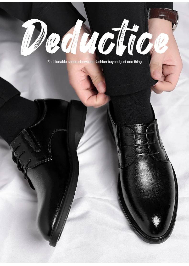 3/6/8 CM Elevator Shoes Men Dress Shoes Black Soft Leather Men Heighten Formal Shoes Casual Business Men Oxfords Suit Shoes