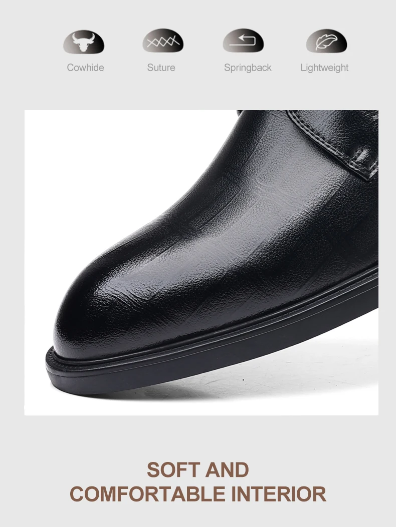 3/6/8 CM Elevator Shoes Men Dress Shoes Black Soft Leather Men Heighten Formal Shoes Casual Business Men Oxfords Suit Shoes