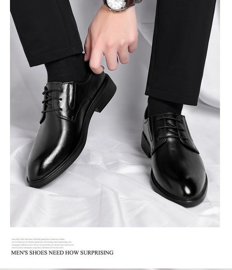 3/6/8 CM Elevator Shoes Men Dress Shoes Black Soft Leather Men Heighten Formal Shoes Casual Business Men Oxfords Suit Shoes