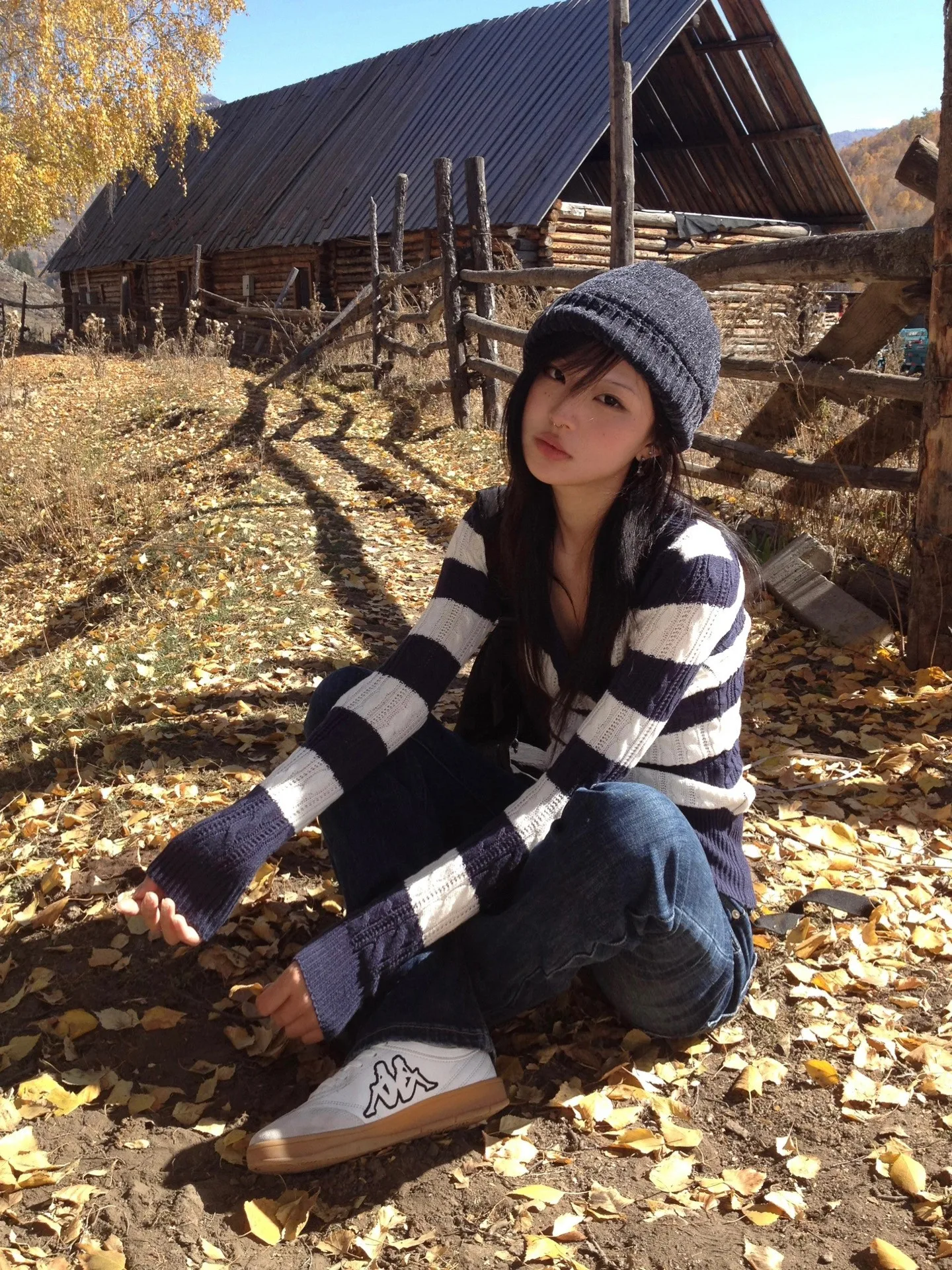 Karrram Japanese Y2k V-neck Striped Sweater Vintage Harajuku Knit Slim Pullovers Korean Style Winter Knitwear 2000s Aesthetics
